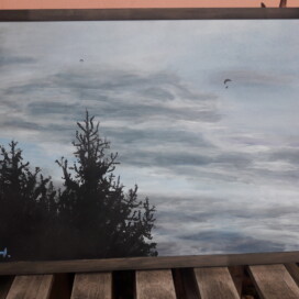 Padáky, akryl na sololitu 100x60 cm