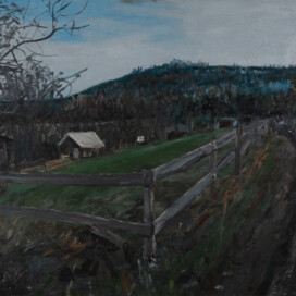 Ohrada, olej, sololit 60x45 cm Ohrada, olej, sololit 60x45 cm